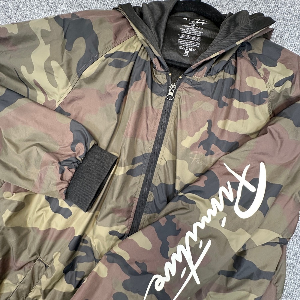 Primitive Skateboarding Windbreaker‎ Jacket Mens Large Camo Hooded Full Zip Logo